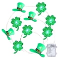 thumbnail image 1 of Nmdmisc St Patricks Day Decorations Green Shamrocks Leprechaun Top Hat String Lights 9.84 ft 30 LEDs Green Shamrock Fairy Lights Battery Operated,for Saint Patricks Day Decor, 1 of 8