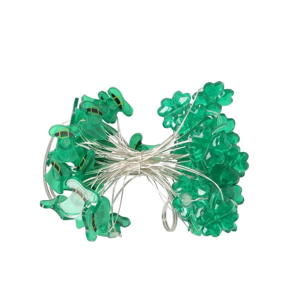 EWSFHUI St Patricks Day Decorations Green Shamrocks Leprechaun Top Hat String Lights 9.84 ft 30 LEDs Lucky Clover Fairy Lights USB Operated,for Saint Patricks Day Decor
