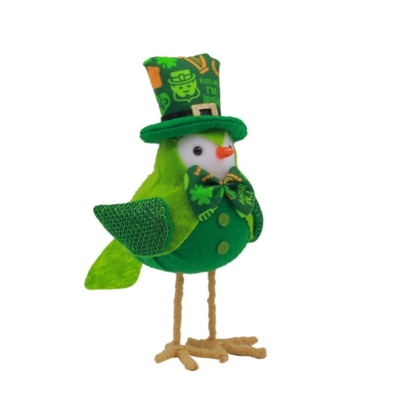 Nmdmisc St Patricks Day Decorations,Irish Handmade St.Patrick's Day Birds with Green Hat & Lucky Leaf Clover,Home Kitchen Table Fireplace Mantel Ornaments, St Pattys Day Gifts -A
