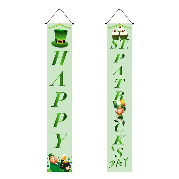 EWSFHUI St Patricks Day Porch Sign Decoration - Green Clover Banner Yard Sign Irish Clover Front Door Hanging Banner for Outdoor Indoor Hanging Background St. Patrick's Day Family Party