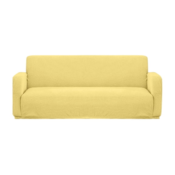 Nmdmisc Stretch Loveseat Slipcover 1-Piece Sofa Cover Furniture Protector Couch Soft with Elastic Bottom for Kids Polyester Spandex Jacquard Fabric Small Checks (Yellow)