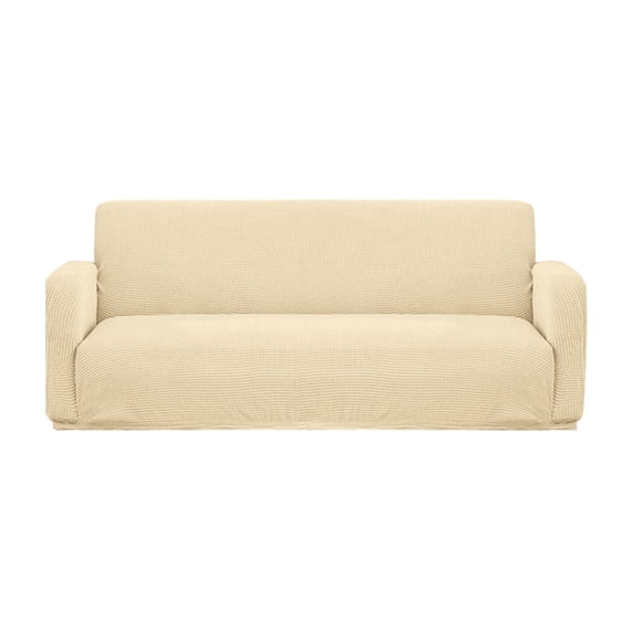 Nmdmisc Stretch Loveseat Slipcover 1-Piece Sofa Cover Furniture Protector Couch Soft with Elastic Bottom for Kids Polyester Spandex Jacquard Fabric Small Checks (Khaki)