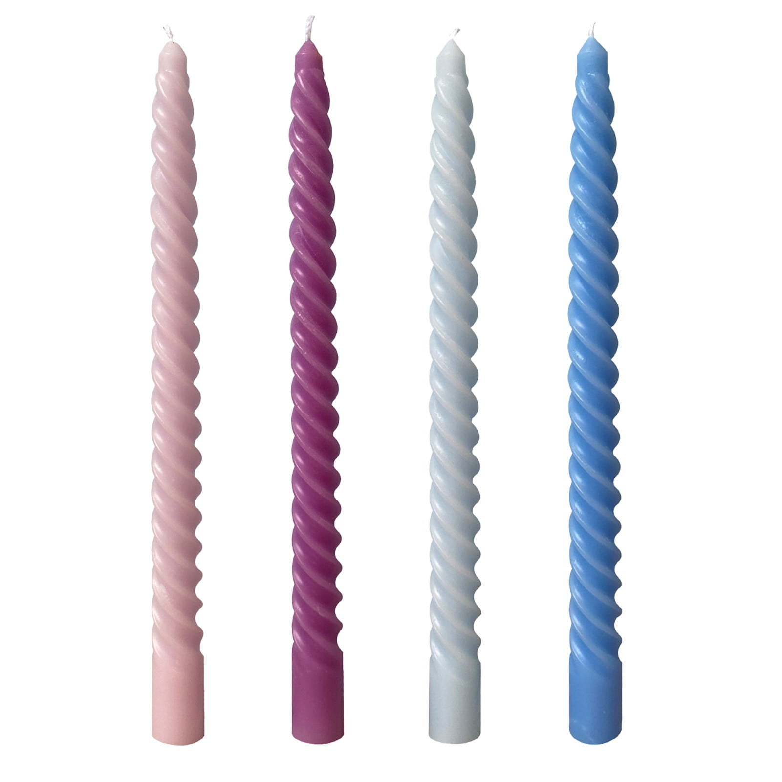 Nmdmisc Taper Candles Stick Spiral Twisted Candles-Set of 4 for Decoration Weddings Party Church-Unscented Dripless Candles,10inch (Mixed color)