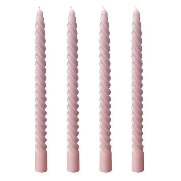 Nmdmisc Taper Candles Stick Spiral Twisted Candles-Set of 4 for Decoration Weddings Party Church-Unscented Dripless Candles,10inch (Pink)