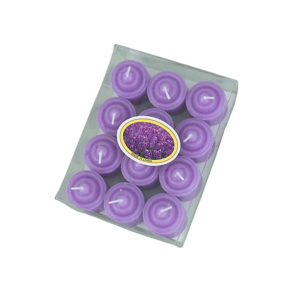 Nmdmisc Tea Candles Round Romantic Candle Tealight Small Sweet Wedding Party 12 Pcs Votive Parties Birthday Halloween Emergency Family Dinner Hotel Ktv Bar (Purple)