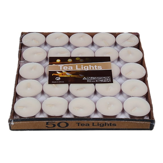 Nmdmisc Tea Lights Candles,50 Pack Smokeless Candles,Small Candles,Dripless & Long Lasting Mini Tealight Candles for Mood,Dinners,Parities,Home,Decoration,Wedding,Crafts (White)