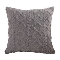 Nmdmisc Throw Pillow Covers 18x18,Faux Wool Decorative Farmhouse Velvet Couch Pillow Case Soft Plush Square Boho Cushion Case, Gray
