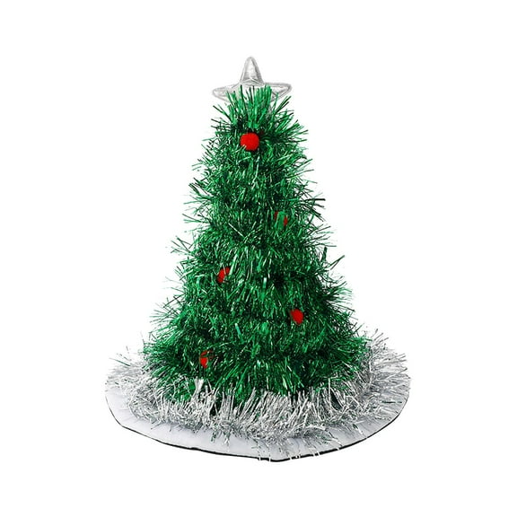 Nmdmisc Tinsel Christmas Tree Hat Funny Santa Claus Hats Cosplay Party Costume Christmas Gift for Adult