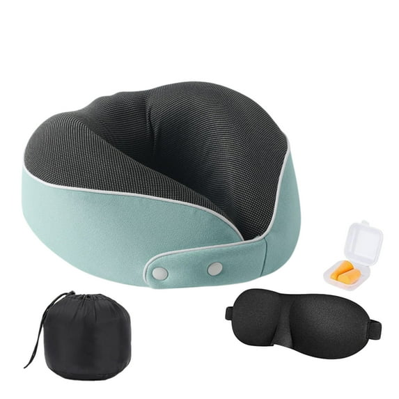 Nmdmisc Travel Neck Pillow Chin Support Pillow Adjustable Memory Foam Pillow for Home,Airplanes & Car,New Ergonomic Design Soft Best Full Neck Surround Pillow Sleep (Sky Blue)