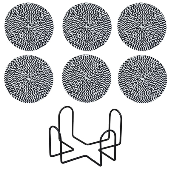 Nmdmisc Trivets for Hot Pots and Pans - Kitchen Discovery 4.4" Cotton Gauze Trivets - Set of 6 Woven Pot Pads with one Bracket for Serving Hot or Cold Dishes and Protecting Your Table