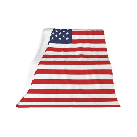 Nmdmisc USA Flag Throw Blanket, Flannel Bed Blanket 27.5x39.3 Inches,Gifts Blanket for Bed Couch Chair Fall Winter Camping Living Room Office,Independence Day Decor