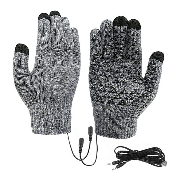 Nmdmisc USB Heated Warm Gloves Rechargeable Battery Electronic Heated Gloves Hand Warmer Gloves for Men Women Touchscreen Gloves for Cold Winter Indoor Outdoor Wear -Gray