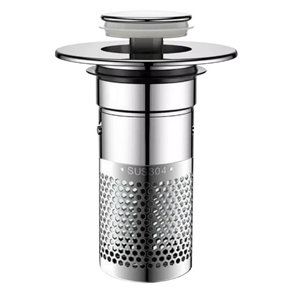Nmdmisc Upgraded Universal Pop Up Bathroom Sink Drain Stopper,Press-to-Seal Water Storage,Stainless Steel Filter,Anti-Odor and Anti-Clog Hair Catcher,Fits 1.1-1.5 Inch Washbasin Drains