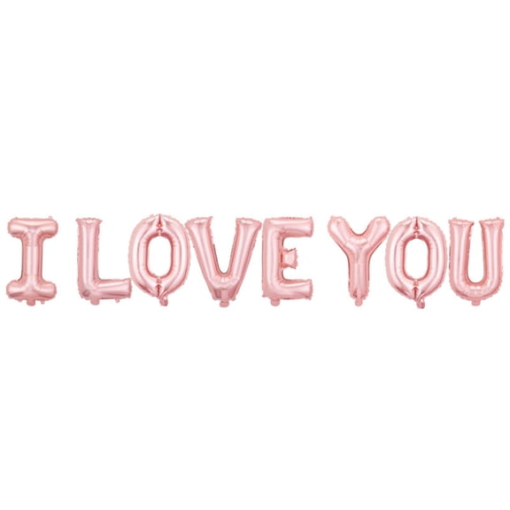 EWSFHUI Valentine's Day Letter Balloons 16 Inch - "I LOVE YOU" Set Large Letter Balloon Aluminum Foil for Birthday Wedding Anniversary Party Decorations (Pink)