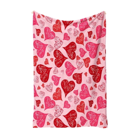 Nmdmisc Valentine’s Hearts Pattern Bed Blanket Warm Plush Pink Red Throw Blanket Lightweight Soft Flannel Blankets for Living Rooms Sofa Bedroom Decor 39" X 27.5" (Red)
