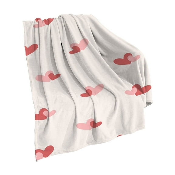 Nmdmisc Valentine’s Hearts Pattern Bed Blanket Warm Plush Pink Red Throw Blanket Lightweight Soft Flannel Blankets for Living Rooms Sofa Bedroom Decor 39" X 29"