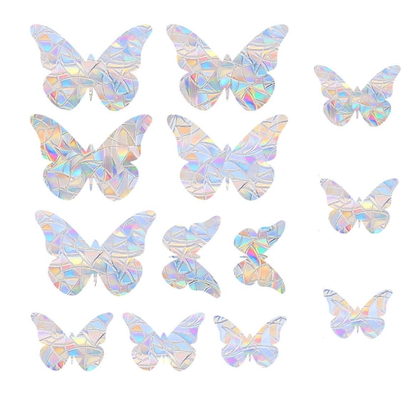 EWSFHUI Window Stickers,Rainbow Window Film,3D Decorative Stained Glass Window Cling,Static Cling Non-Adhesive Removable Window Covering,Sun UV Blocking Window Decal for Home (Butterflies)
