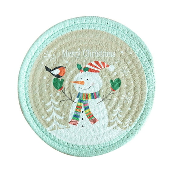 Nmdmisc Winter Snowman Reindeer Pot Holders Trivets,Christmas Heat Resistant Trivets for Hot Dishes Hot Pans Pot Cotton Thread Weave Trivet Mats for Protect Table Decorative,7"