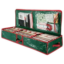 Nmdmisc Wrapping Paper Organizer Storage for Christmas Gifts Wrapping Paper Underbed Storage Container with Interior Pockets, Fits 24 Rolls (Green)