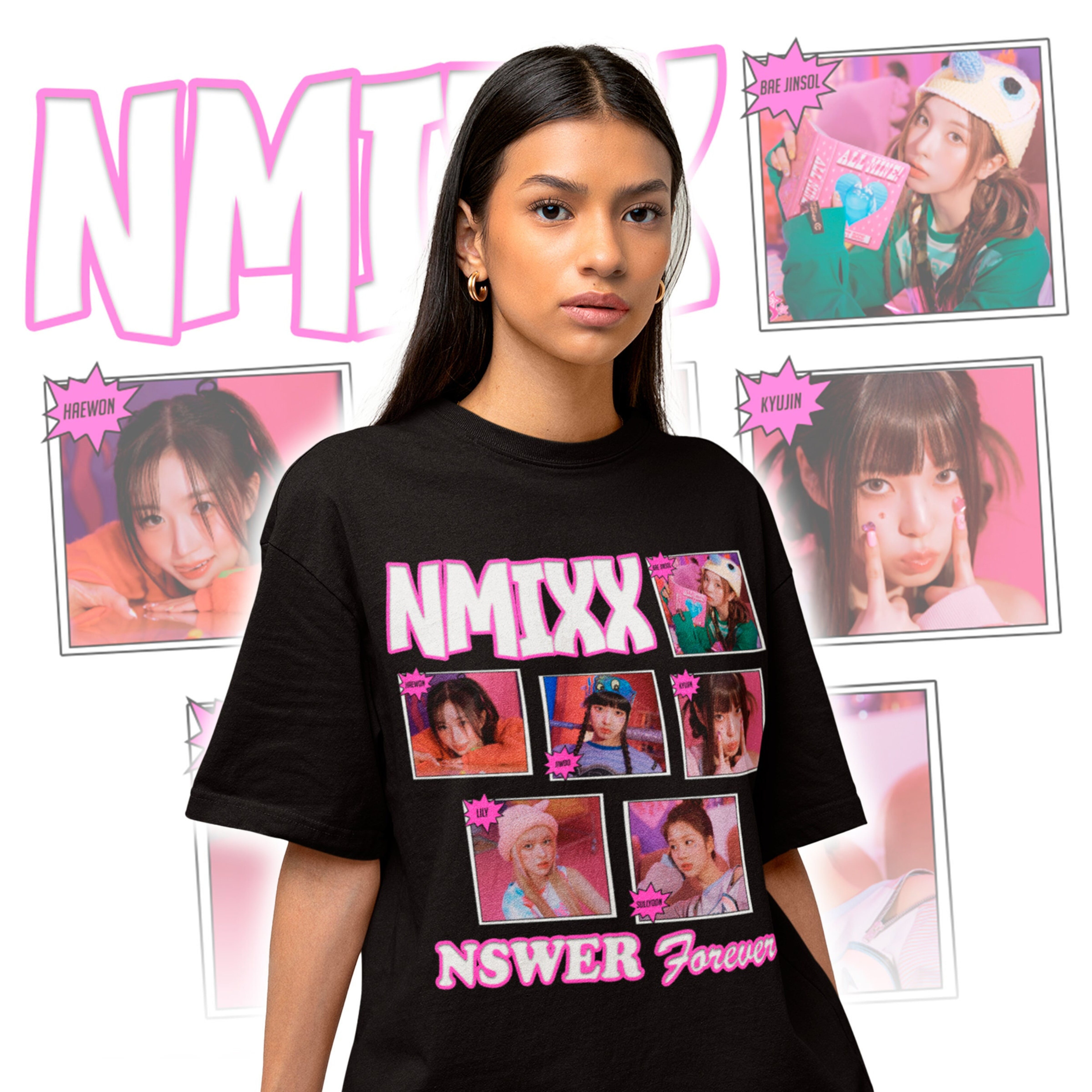 NMIXX サイン Tシャツ（: NMIXX Tシャツ 応援服 半袖 NMIXX