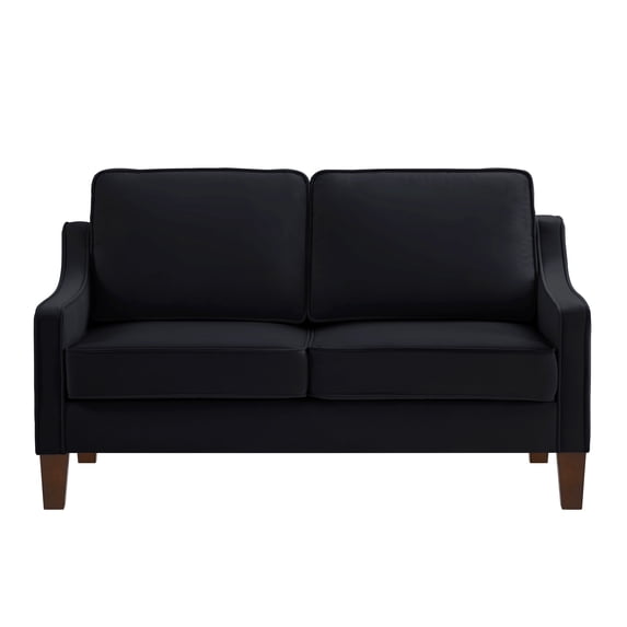 Nmkwnr Modern 2 Seater Loveseat Sofa for Living Room Office, Upholstered Velvet Small Couch Sofa with Wooden Legs