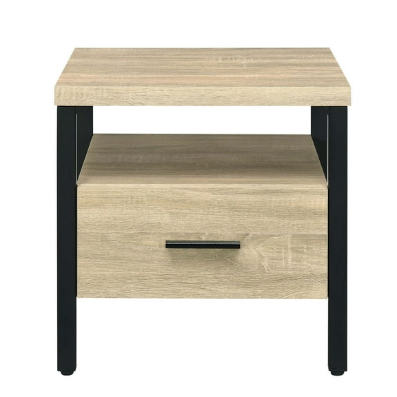 Nmkwnr 1 Drawer Beside Table with Open Shelf, Wood Beside Table for Living Room, Office