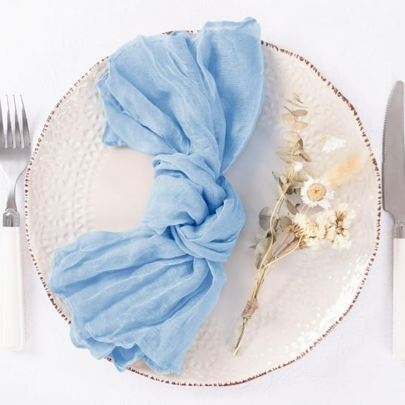 Nmkwnr 12 Pack Cheesecloth Napkins 20 x 20 Inch Gauze Dinner Napkins Decorative Cloth Napkins for Weddings Parties Event Family Dinner Table Decoration