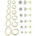 thumbnail image 1 of Nmkwnr 12 Pairs Round Cubic Zirconia Stud Earrings 316L Stainless Steel Hoop Earrings Flat Back Stud Earrings for Women Men, Gold, 1 of 6