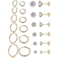 thumbnail image 1 of Nmkwnr 12 Pairs Round Cubic Zirconia Stud Earrings 316L Stainless Steel Hoop Earrings Flat Back Stud Earrings for Women Men, Rose Gold, 1 of 5