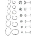 thumbnail image 1 of Nmkwnr 12 Pairs Round Cubic Zirconia Stud Earrings 316L Stainless Steel Hoop Earrings Flat Back Stud Earrings for Women Men, Silver, 1 of 6