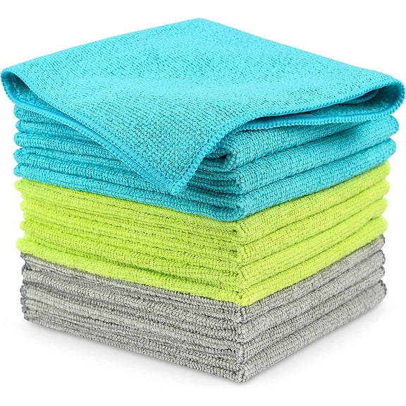 Nmkwnr 12 Pcs Absorbent Cleaning Rags Soft Cleaning Cloth Microfiber Cleaning Towels for Cars, House, Kitchen, Window