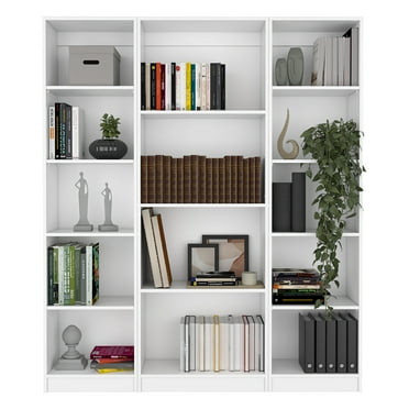 Nmkwnr 14 Shelves Bookcase Book Stand Shelf for Home, Office, White