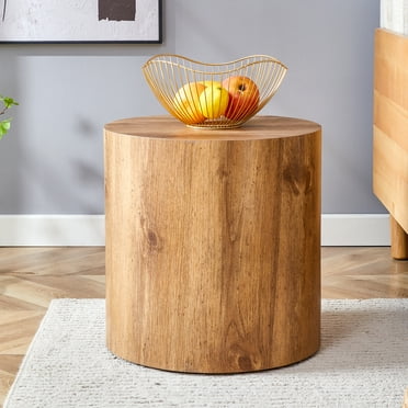 Nmkwnr 15.7" Round MDF Tea Table Coffee Table Side Table End Table for Living Room, Office, Kitchen