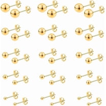Nmkwnr 15 Pairs 3-7mm Ball Earrings Stud Lightweight Small 316L Stainless Steel Stud Earrings for Women Men, Gold