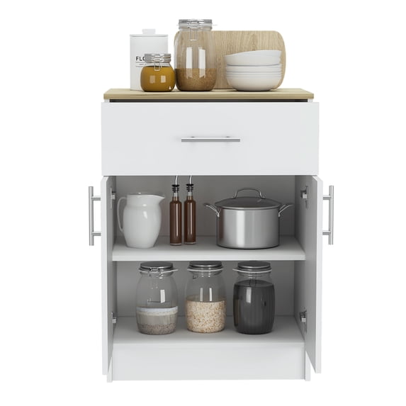 Nmkwnr 2 Door Pantry Cabinet with 1 Drawer and 2 Shelves, Perfect for Living Room, Kitchen, Dining Room