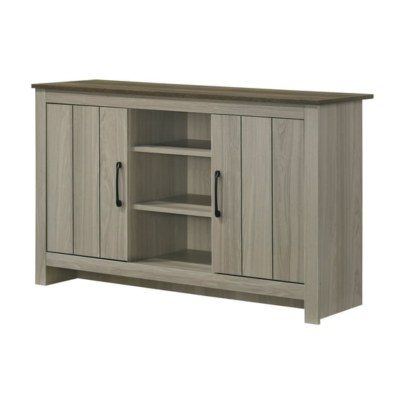 Nmkwnr 2 Doors Console Table with 2 Open Shelves, Buffet Sideboard Cabinet for Living Room, Kitchen, Brown