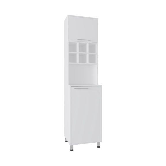 Nmkwnr 2 Doors Kitchen Storage Cabinet with Spice Rack and 4 Shelves, 80" High Pantry Cabinet for Dining Room, Kitchen, White