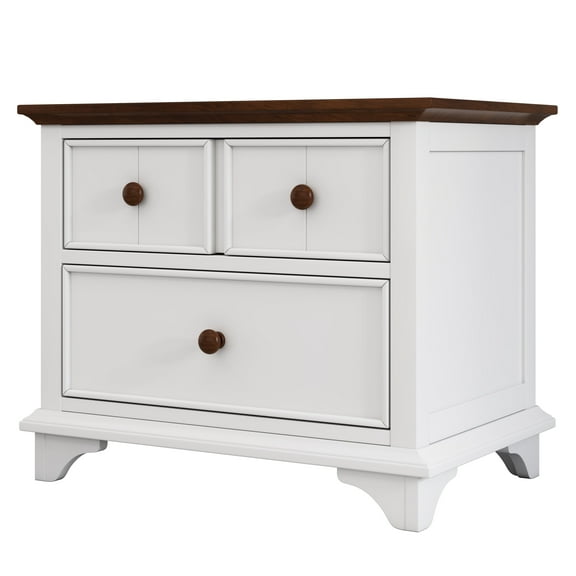 Nmkwnr 2 Drawer Nightstand Besiide Table for Bedroom, Living Room, White + Brown