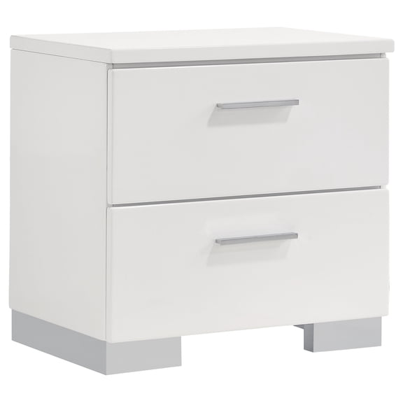 Nmkwnr 2 Drawer Nightstand with Handle, Wood Beside Table for Living Room, Bedroom, White