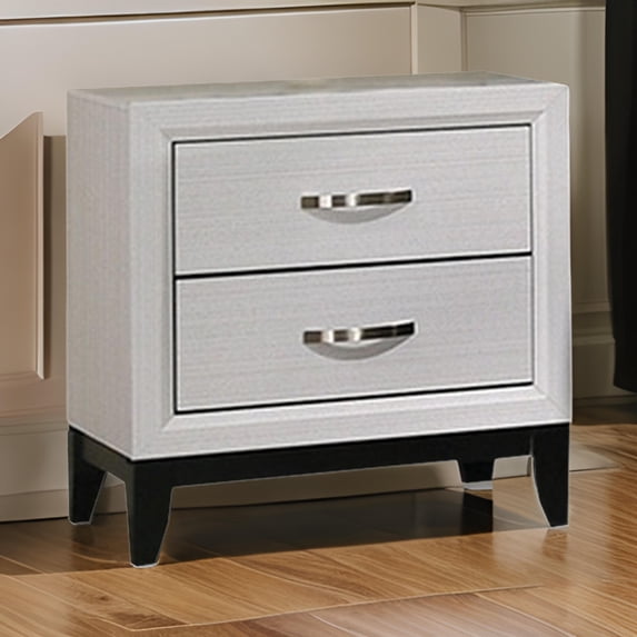 Nmkwnr 2 Drawers Beside Table Nightstand with Metal Handle, White