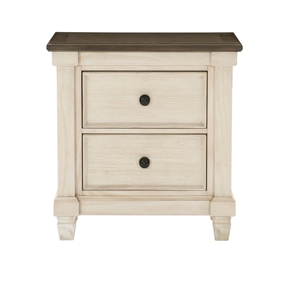 Nmkwnr 2 Drawers Nightstand with Handle, Wood Beside Table for Living Room, Bedroom, White