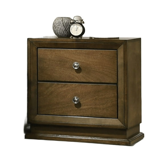 Nmkwnr 2 Drawers Nightstand with Metal Handle, Bedside Table for Living Room, Bedroom, Dark Brown