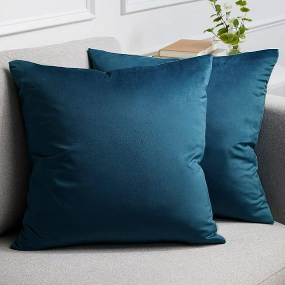 Nmkwnr 2 Pack Comfy Soft Velvet Throw Pillow Covers with Zipper, Decorative Solid Square Cushion Cases for Living Room, Car, Office, 16x16inch