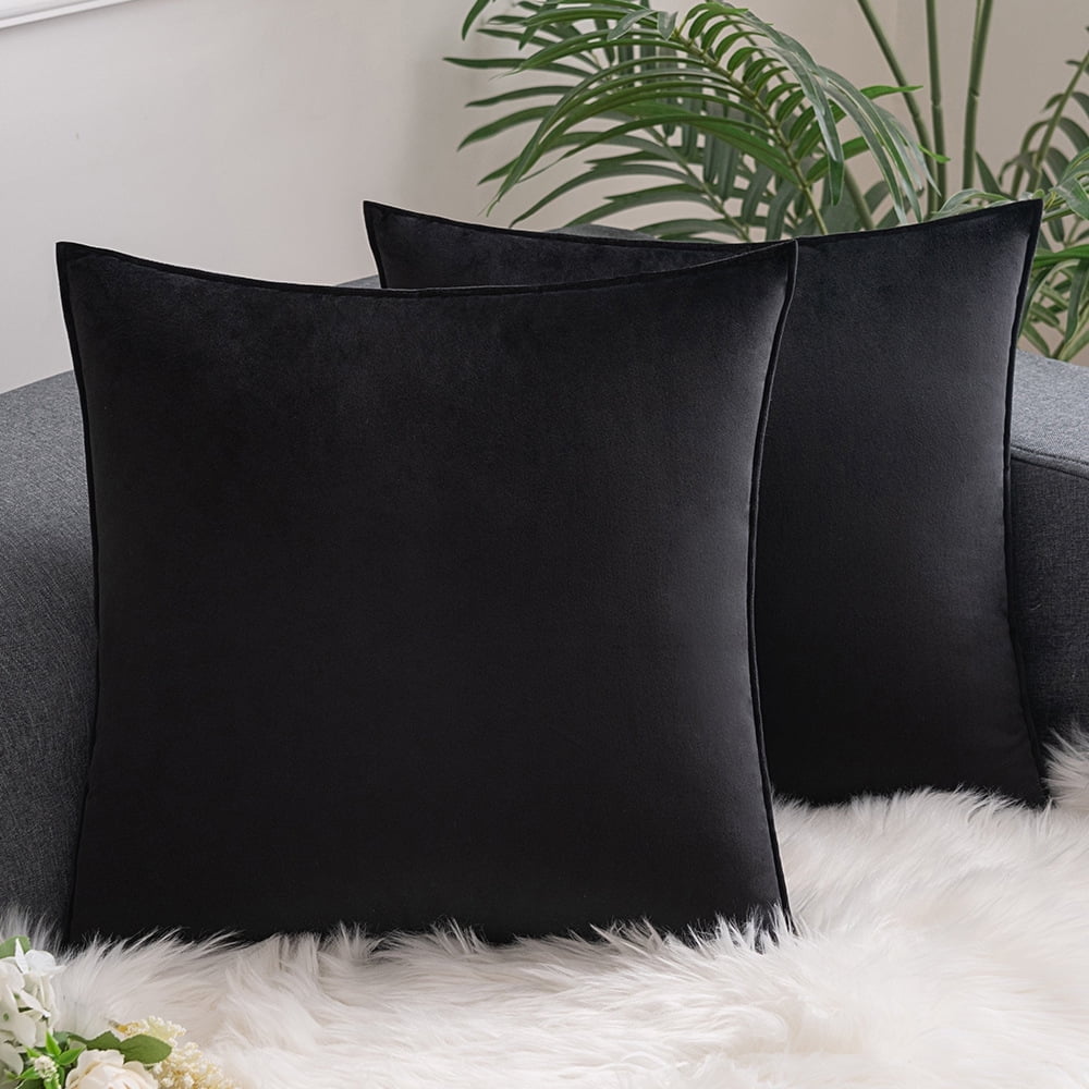 Nmkwnr 2 Pack Decorative Velvet Throw Pillow Covers Soft Solid Square Cushion Case for Sofa Bedroom Living Room, 20x20 inch