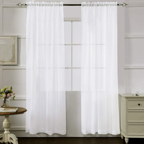 Nmkwnr 2 Pack Sheer Curtain Rod Pocket Window Curtains Elegant Light Filtering Window Treatment Drapes for Living Room, Bedroom, 104" x 84"