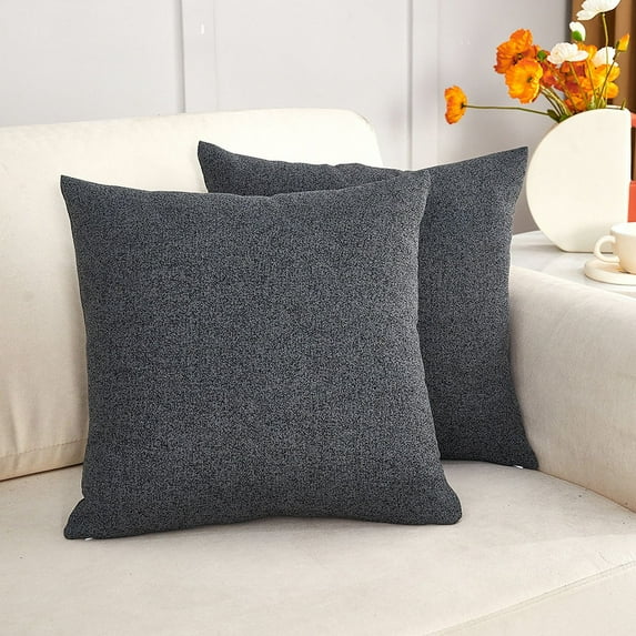 Nmkwnr 2 Pack Square Decorative Linen Throw Pillow Covers, Solid Color Cushion Covers Pillow Covers for Couch, Sofa, Chair, 18 x 18 inch