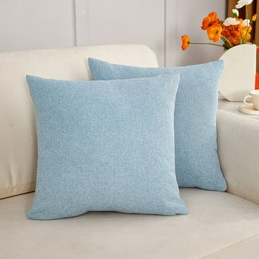 Nmkwnr 2 Pack Square Throw Pillow Covers Soft Linen Cushion Cases Solid Decorative Pillowcase for Couch Sofa Bed, 16x16inch