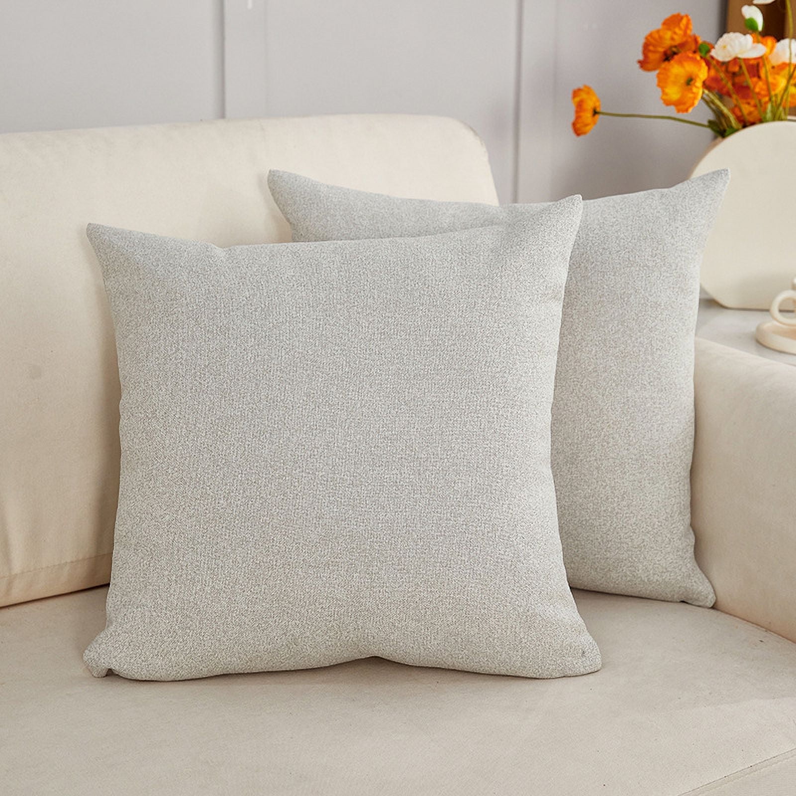 Nmkwnr 2 Pack Square Throw Pillow Covers Soft Linen Cushion Cases Solid Decorative Pillowcase for Couch Sofa Bed, 20x20inch