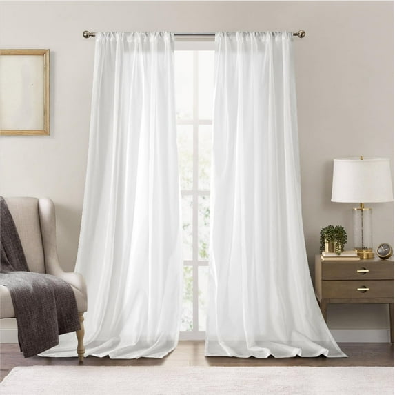 Nmkwnr 2 Panels Sheer Curtains Light Filtering Drapes Solid Color Window Curtain for Kitchen, Bedroom, Living Room, 72" x 96"