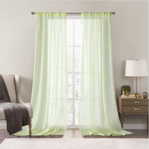 Nmkwnr 2 Panels Sheer Curtains Light Filtering Drapes Solid Color Window Curtain for Kitchen, Bedroom, Living Room, 84" x 96"
